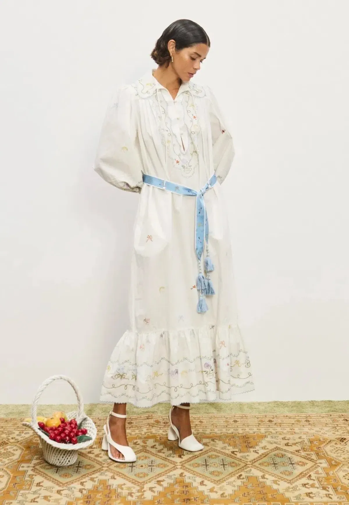 ALEMAIS GIULIA EMBROIDERED MIDI DRESS BOHO SIZE AU 12 fit 14 - Image 1