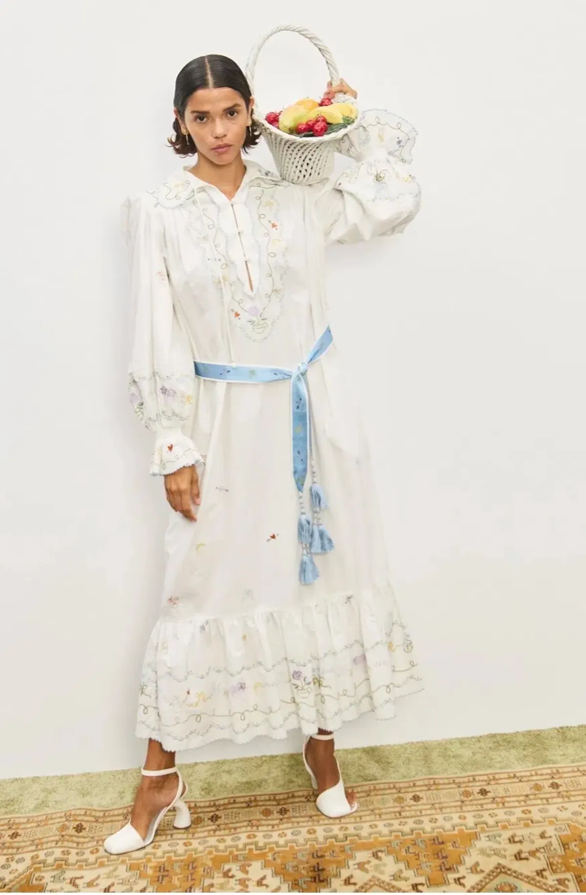 ALEMAIS GIULIA EMBROIDERED MIDI DRESS BOHO SIZE AU 12 fit 14 - Image 5
