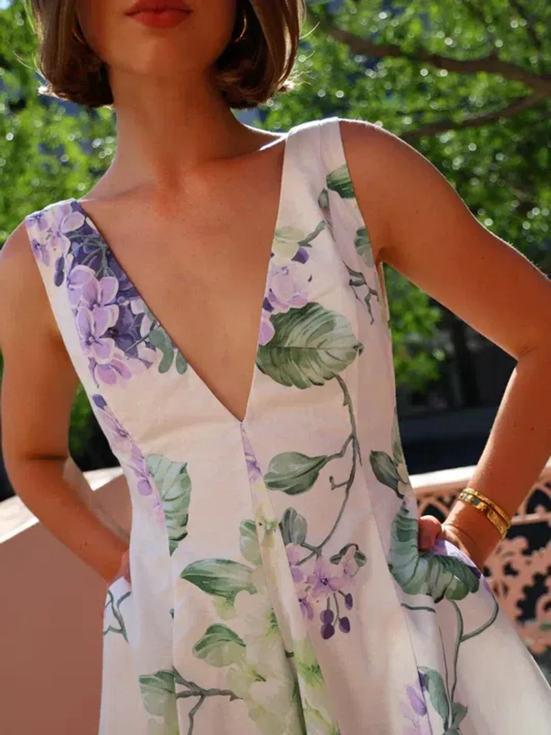 By Nicola - Sleeveless Wavy Mini Dress in Garden Party for rent on The Volte - main image
