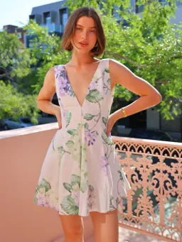 By Nicola - Sleeveless Wavy Mini Dress in Garden Party for rent on The Volte - image 3