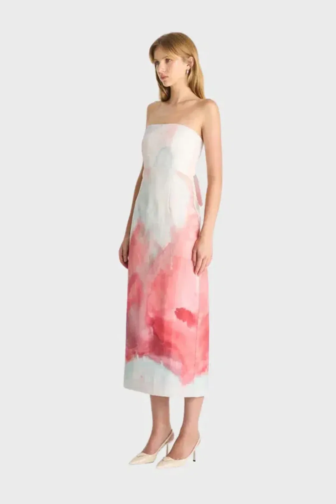 Romy - LJ Strapless Tailored Midi Dress for rent on The Volte - main image