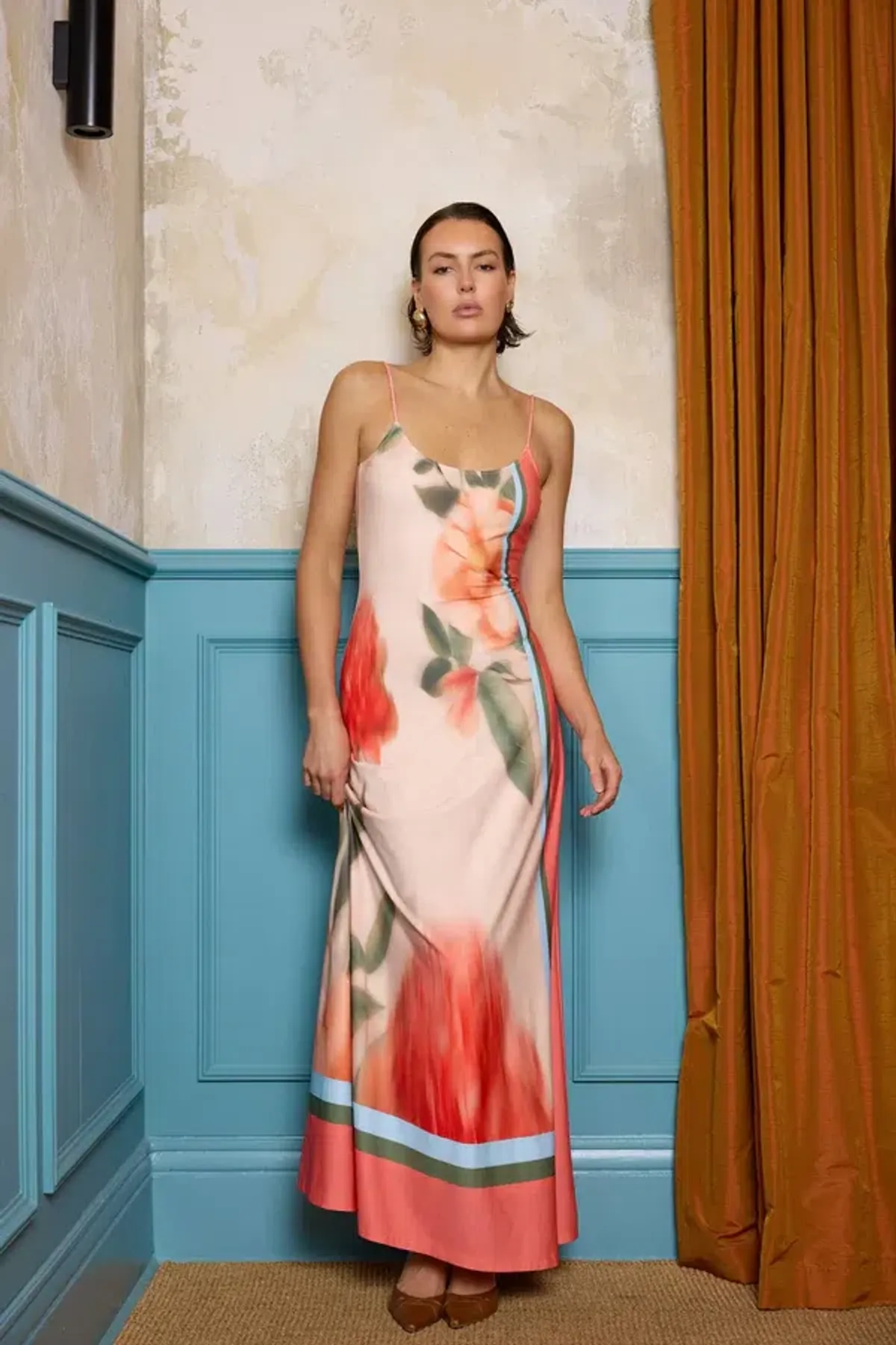 With Harper Lu - Low Back Maxi Dress - Peach Floral - Image 1