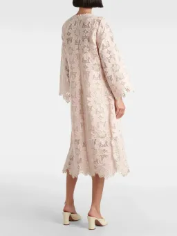 Zimmermann Ottie Baby Pink Lace Midi Dress Size 3 AU 14 / US 10 Scalloped Long Sleeve Cotton Shift for rent on The Volte - image 2