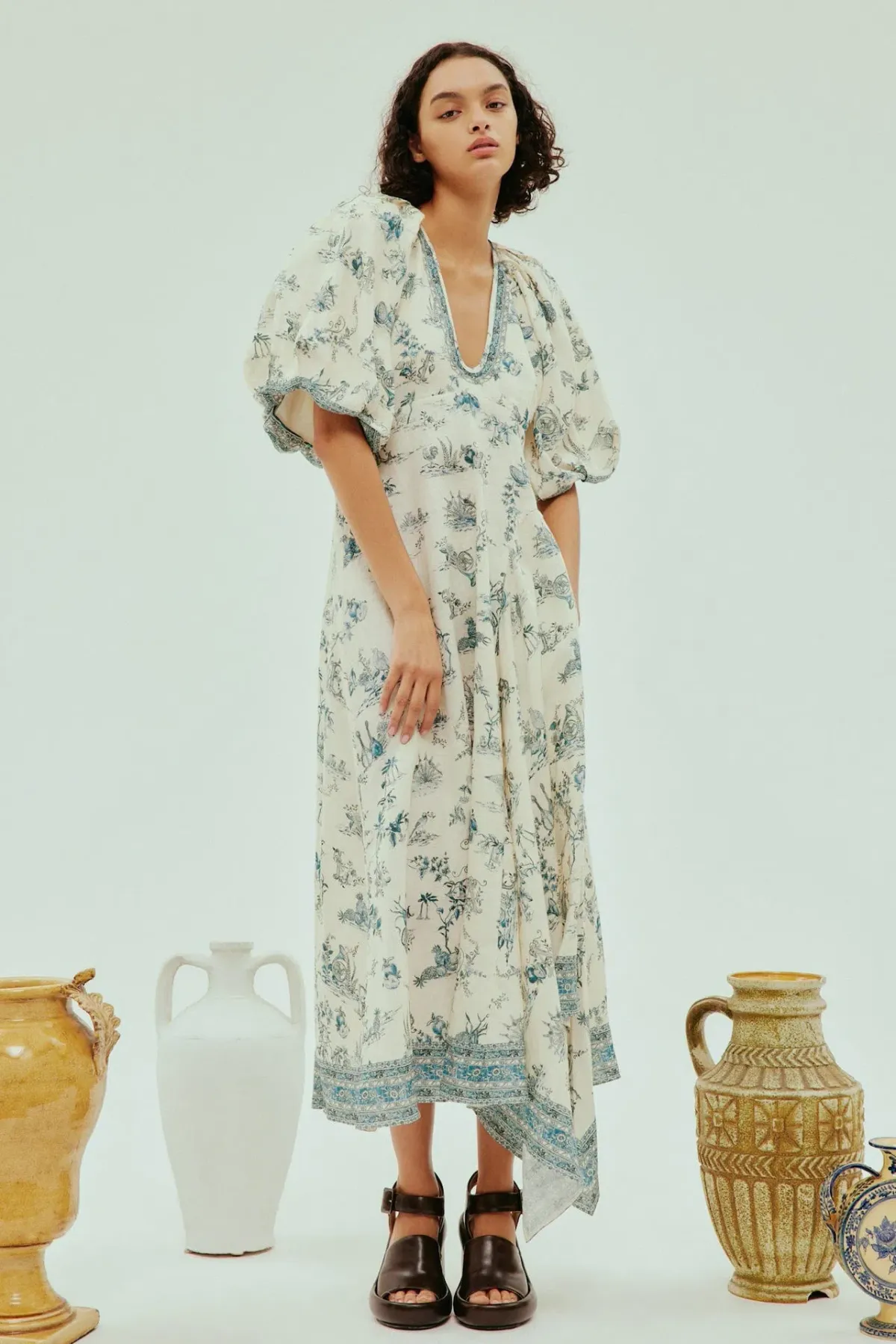 Alemais Casa Midi Dress in Blue Floral Print Size AU 12 - Image 1