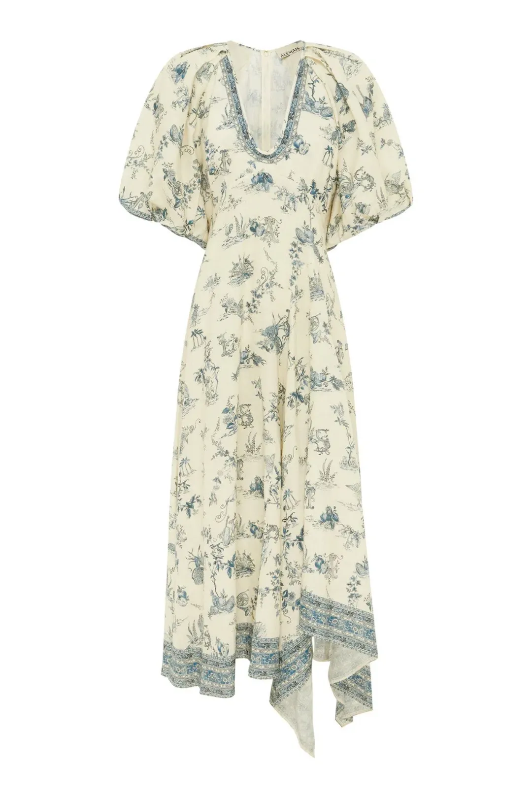 Alemais Casa Midi Dress in Blue Floral Print Size AU 12 for rent on The Volte - main image