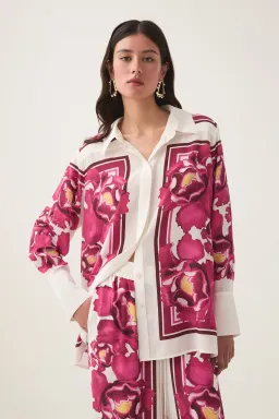AJE ATOMIC SILK SHIRT AND RELAXED PANTS SET BOLDLY BLOOMING SIZE AU 10 & 12 for rent on The Volte - image 4