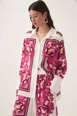 AJE ATOMIC SILK SHIRT AND RELAXED PANTS SET BOLDLY BLOOMING SIZE AU 10 & 12 for rent on The Volte - image 3