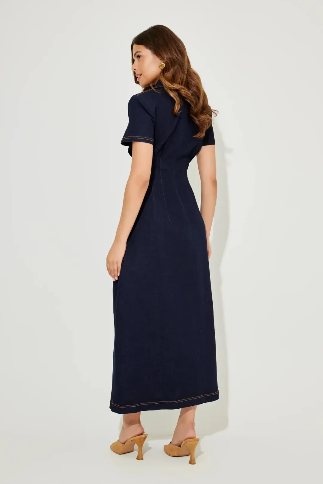ODD MUSE The ultimate Muse Denim Collared Midi Dress Denim Size M for rent on The Volte - main image