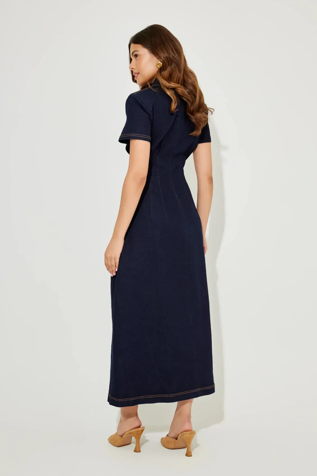 ODD MUSE The ultimate Muse Denim Collared Midi Dress Denim Size M - Image 3