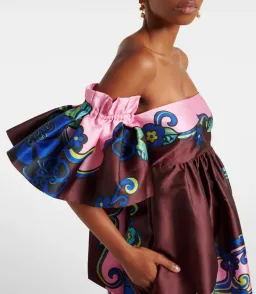 ALEMAIS AZALEA OFF-SHOULDER SATIN MIDI DRESS FLORAL SIZE AU 14 for rent on The Volte - image 2
