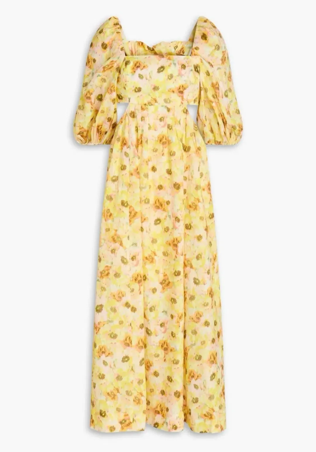 Zimmermann Lightburst Cut Out Midi Dress Yellow | Size 2 AU 12 for rent on The Volte - main image
