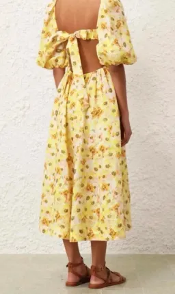 Zimmermann Lightburst Cut Out Midi Dress Yellow | Size 2 AU 12 for rent on The Volte - image 4