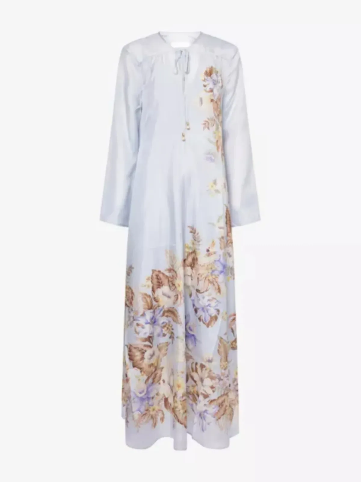 Zimmermann Coco Billow Maxi Dress Size 4 / AU 16 Silk Powder Blue Floral Print Long Sleeve - Image 2
