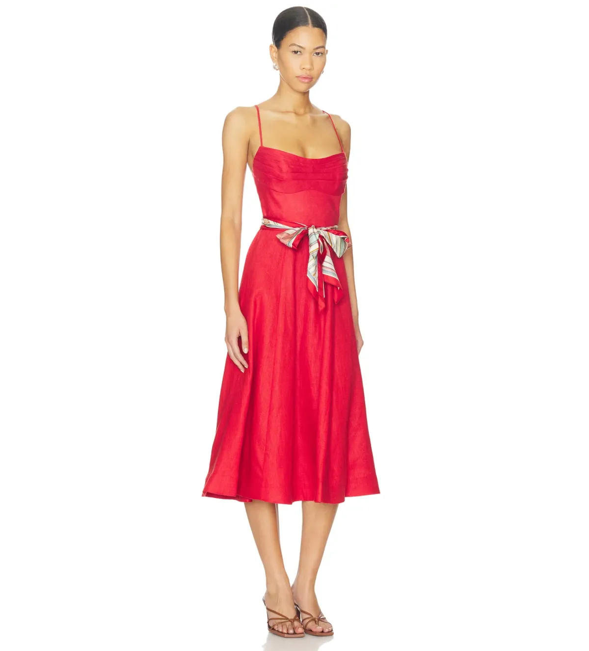 Zimmermann Rebellion Tuck Midi Dress Red Size 2 AU 12 - Image 3