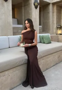 Misha Collection Sisal Mesh Maxi Dress Espresso Size 6/XS for rent on The Volte - image 5