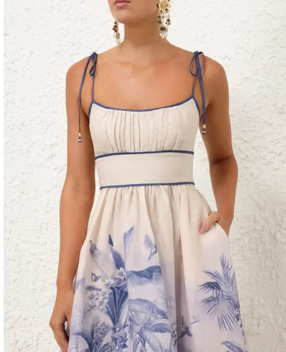 Zimmermann Wylie Picnic Dress in Blue Palm Size 1/AU 10 - Image 3