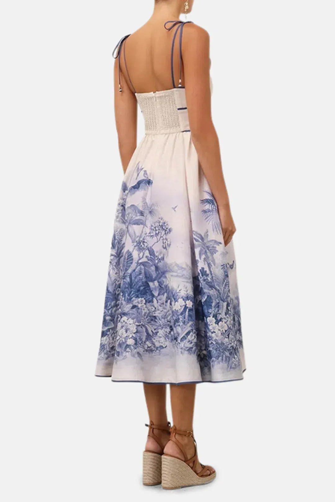 Zimmermann Wylie Picnic Dress in Blue Palm Size 1/AU 10 for rent on The Volte - main image