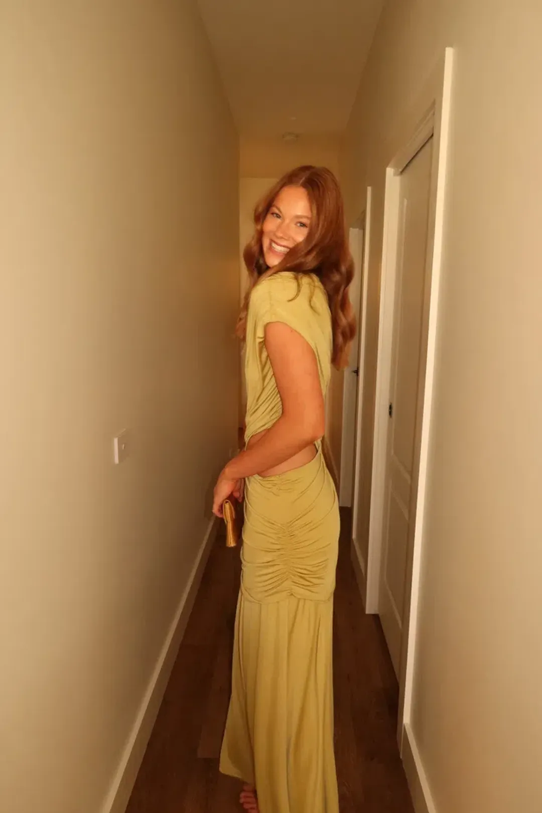 Crave Rouched Dress in Fig for rent on The Volte - main image