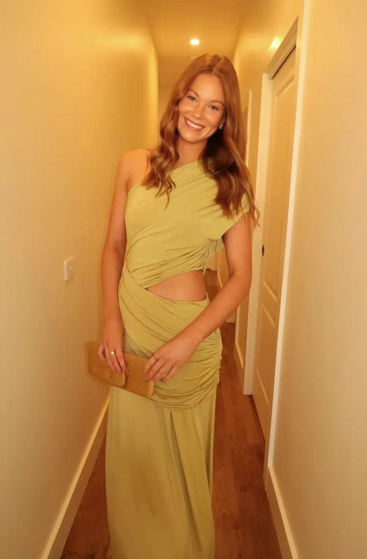 Crave Rouched Dress in Fig for rent on The Volte - main image