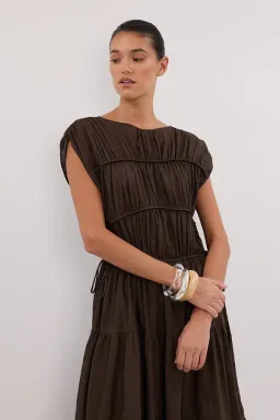 Dissh FLYNN BITTER CHOC LINEN BLEND MIDI DRESS - 10 for rent on The Volte - image 2