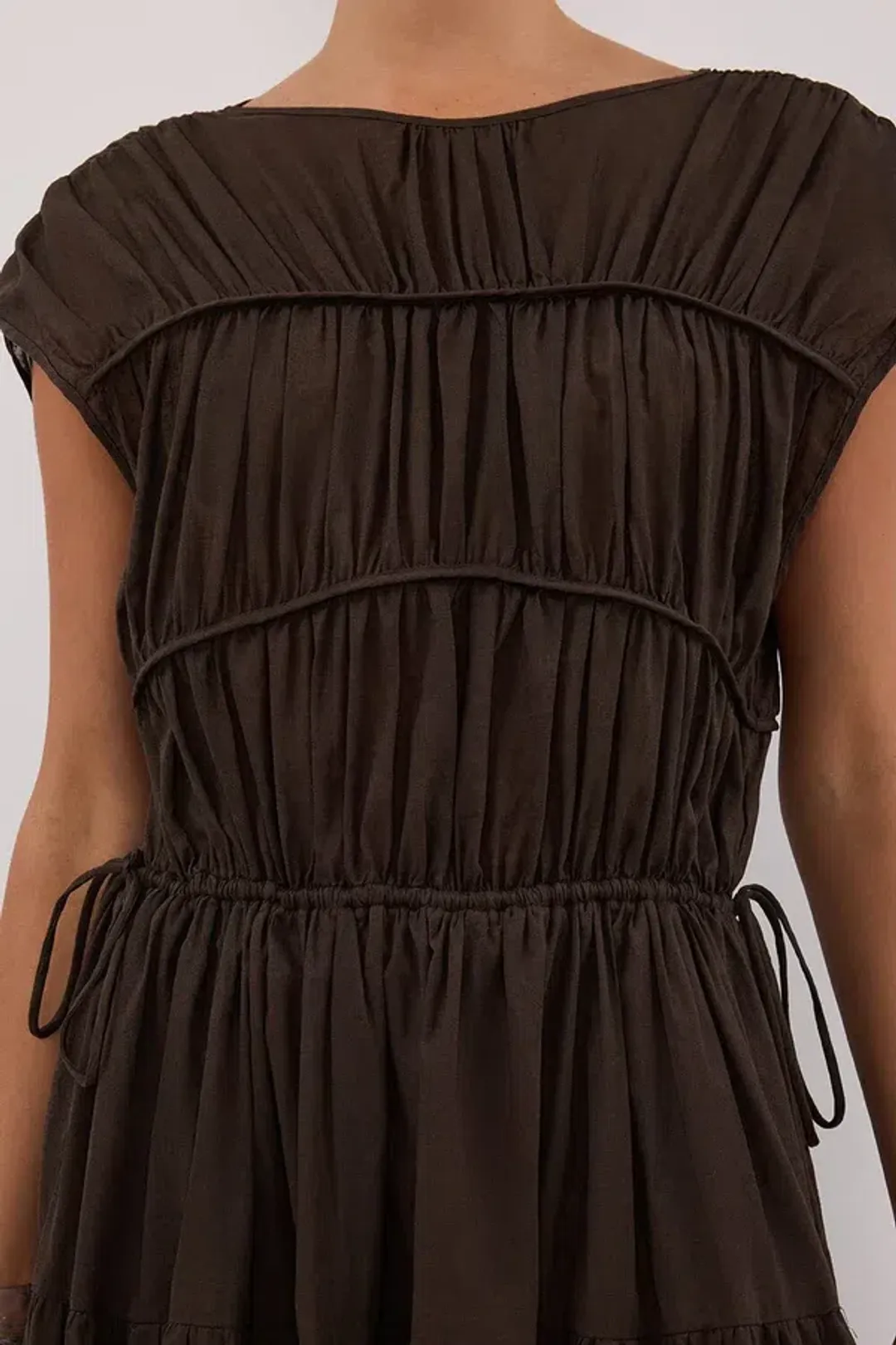Dissh FLYNN BITTER CHOC LINEN BLEND MIDI DRESS - 10 for rent on The Volte - main image
