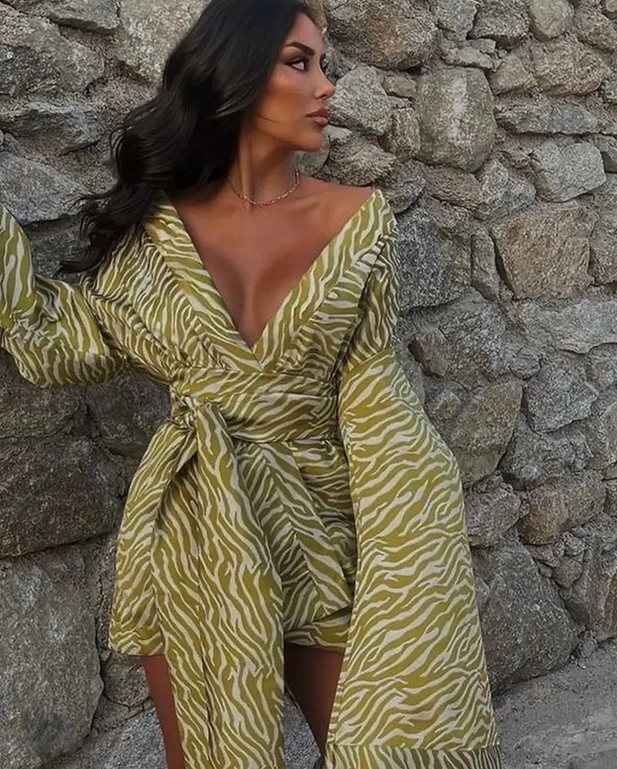 Khirzad Femme Rio Robe Gold Tiger Print - Image 1