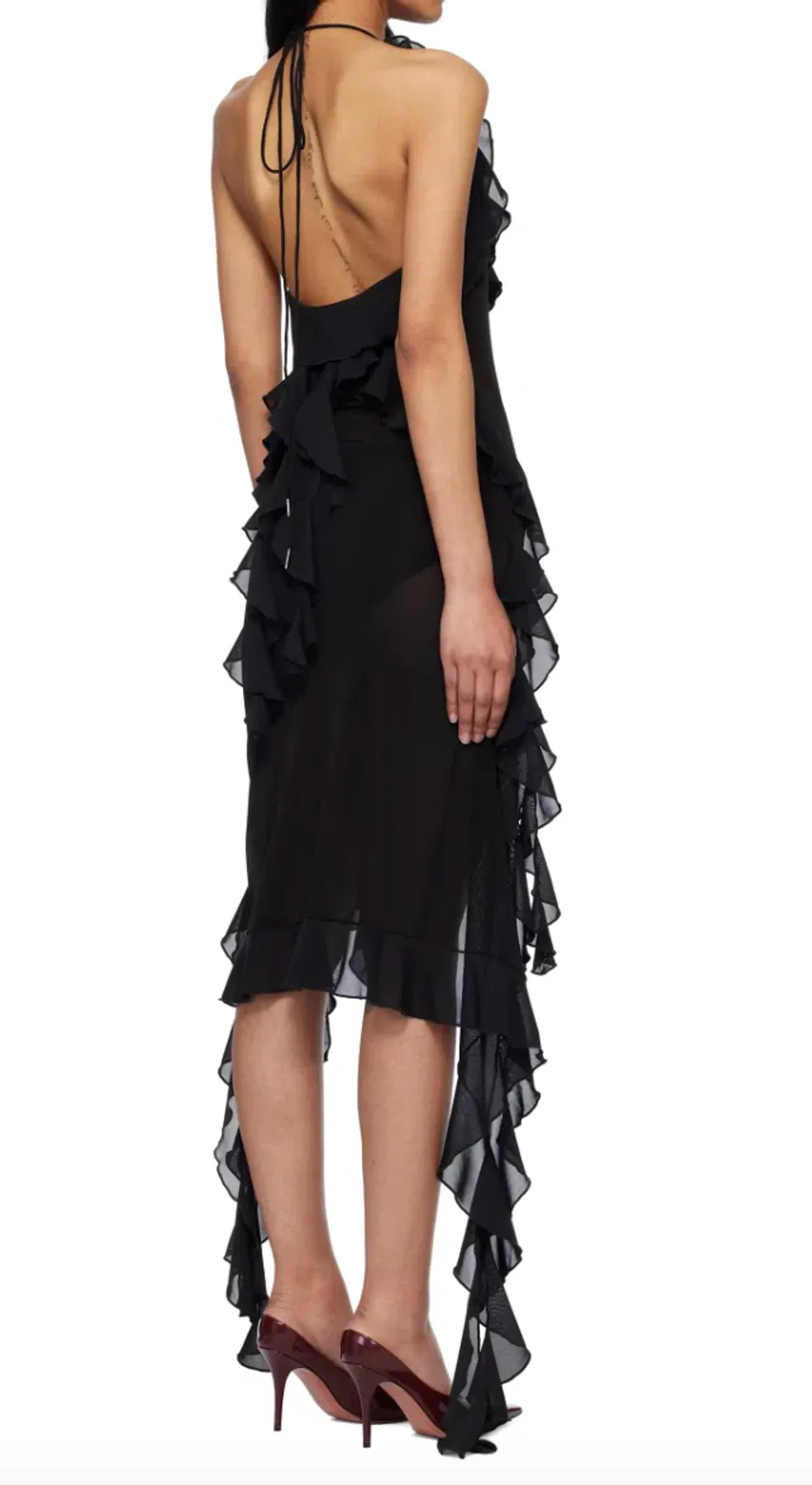 FANCÌ CLUB - Black Ruffle Midi Dress - Image 2