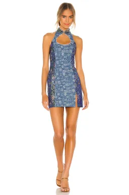 Kim Shui Denim Mini Combo Qi Pao Dress for rent on The Volte - image 1