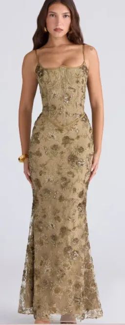 House of CB "Naima" Olive Dress Size 10 for rent on The Volte - image 2