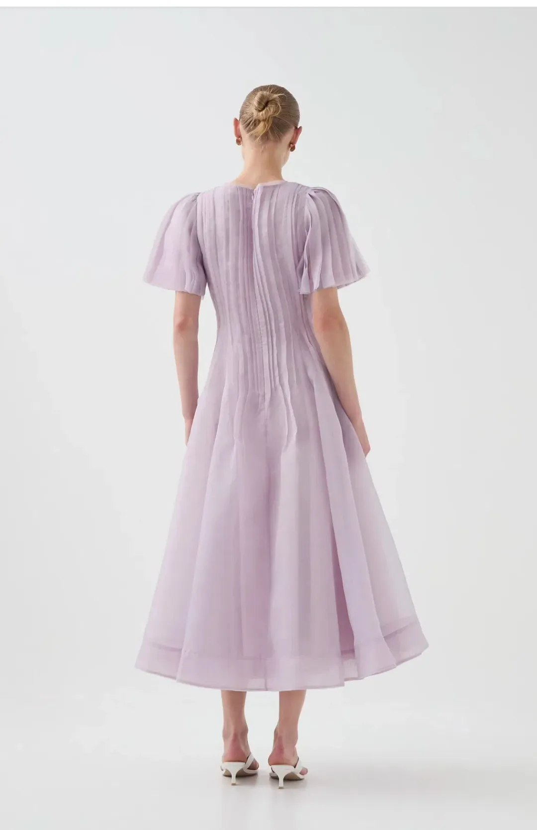 AJE NOVA PLEATED MIDI DRESS LILAC SIZE 4 for rent on The Volte - main image