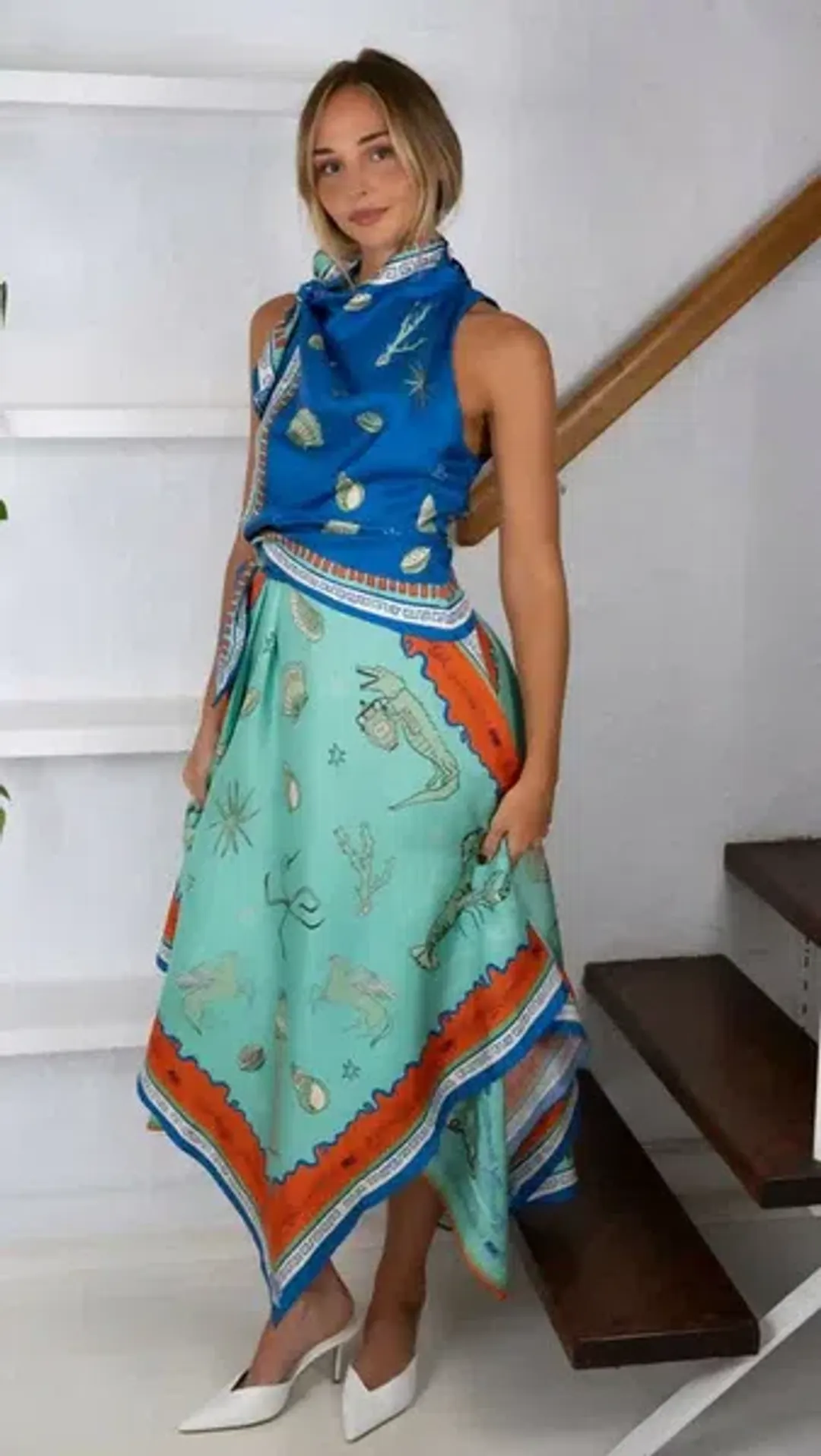 Alemais Surrealist Summer Scarf Dress size 10 for rent on The Volte - main image