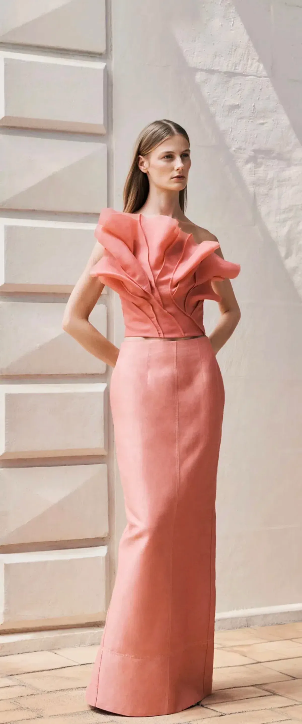 Aje - Flame crop top & Mary column maxi set, guava pink, size 8 - Image 1