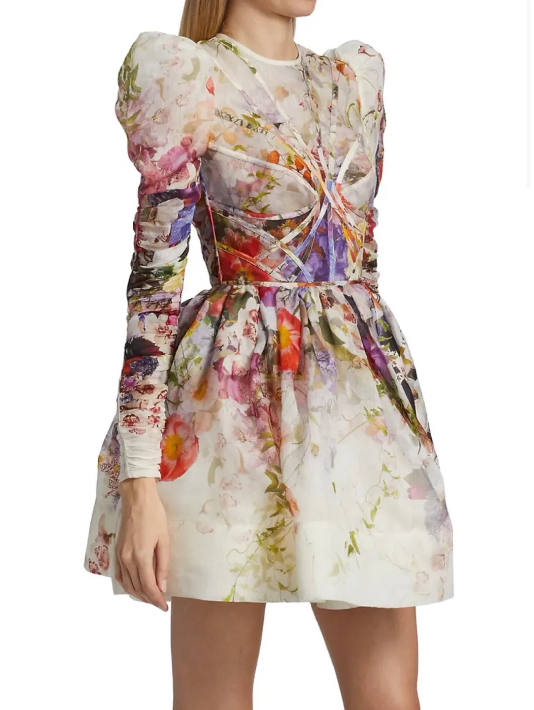 Zimmermann - Prima Paneled Mini Floral Dress for rent on The Volte - main image
