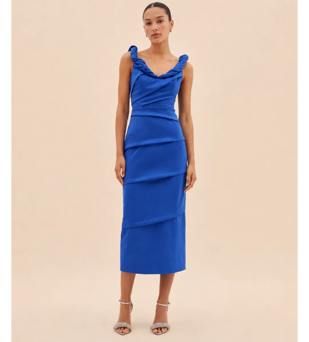 Rachel Gilbert Asha Midi Dress in Blue Size 3/AU12 for rent on The Volte - main image
