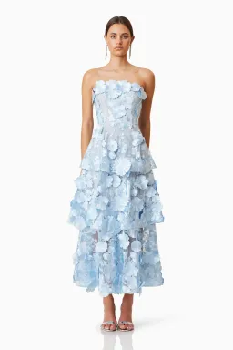 Elliatt Selene Maxi Tiered 3D Dress Blue Size AU 8 for rent on The Volte - image 1