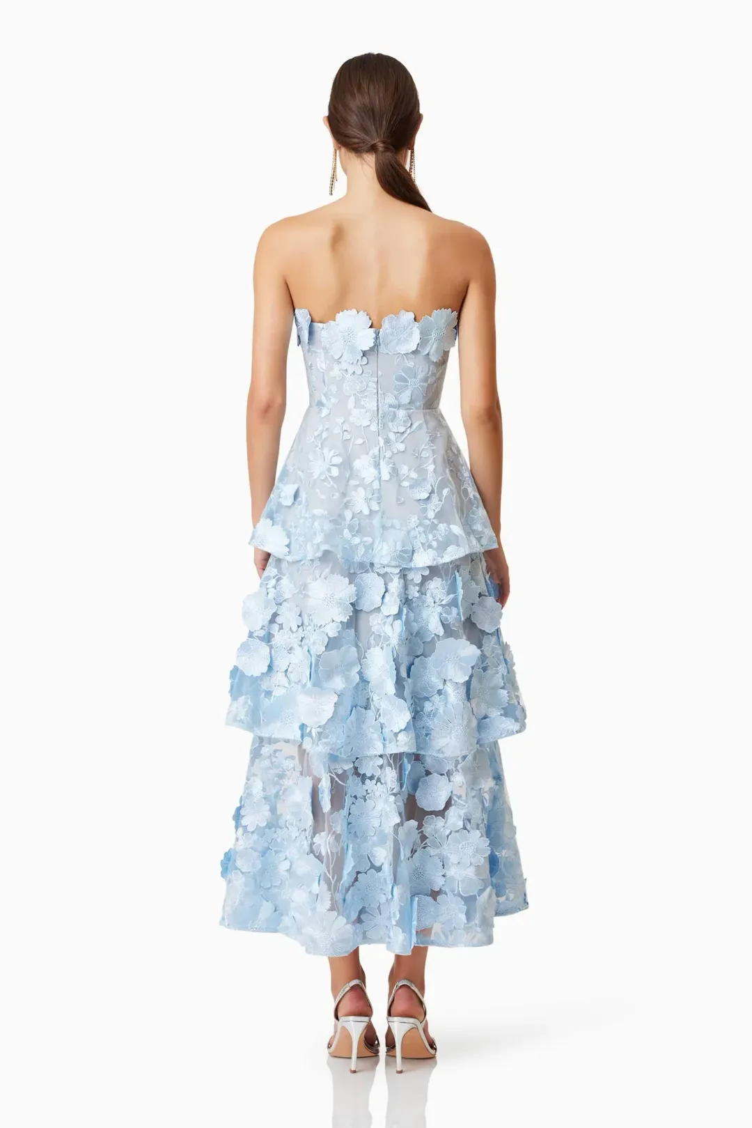 Elliatt Selene Maxi Tiered 3D Dress Blue Size AU 8 for rent on The Volte - main image