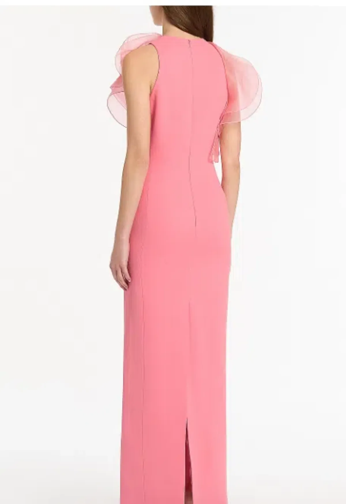 Carla Zampatti ROSE PINK CREPE RUFFLE FRONT GOWN maxi size 14 - Image 2