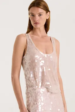 Henne Leanna Sequin Top and Mini Skirt Set in Shimmer Size 10 for rent on The Volte - image 4
