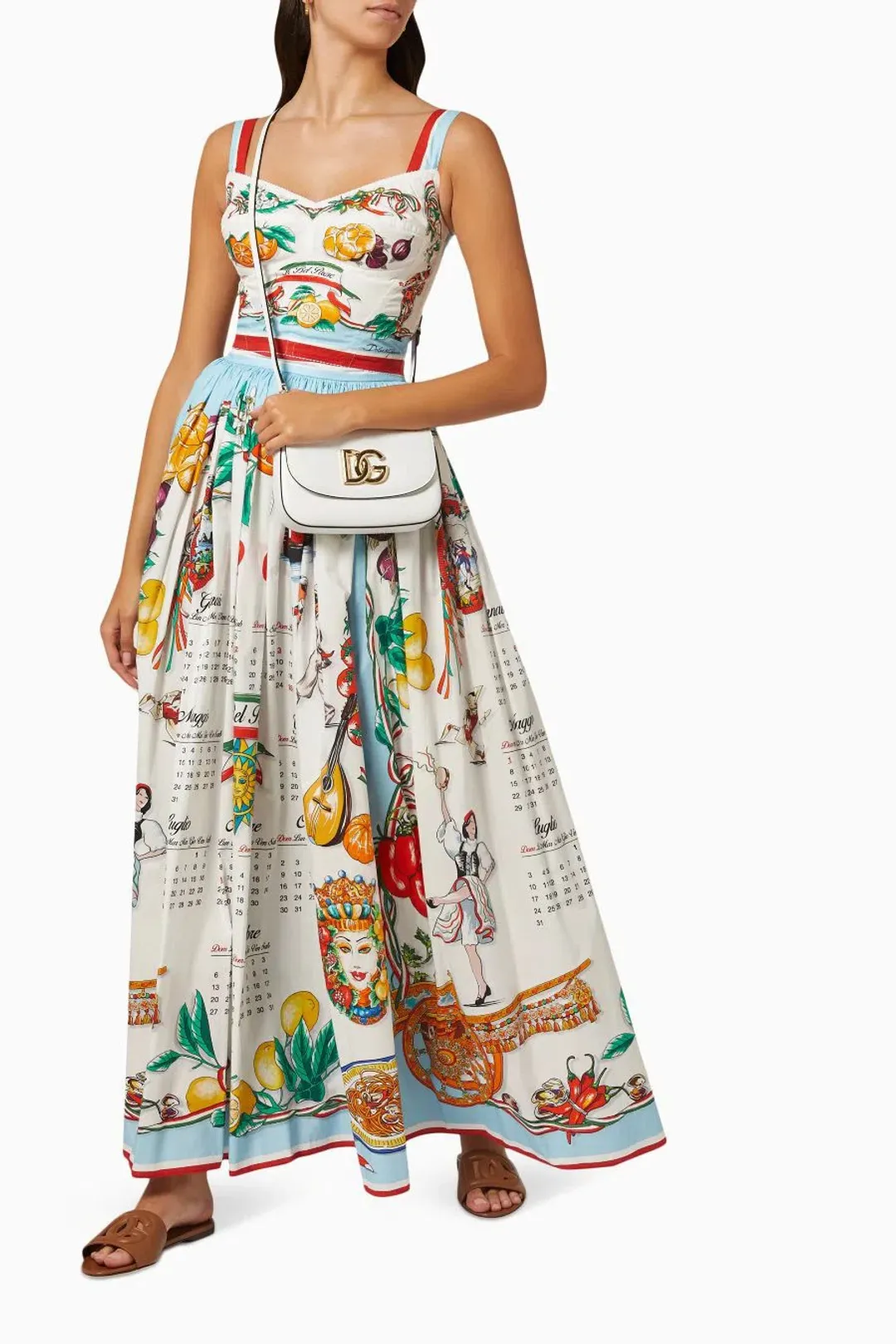 Dolce and Gabbana Calendar Print Corset and Skirt Set for rent on The Volte - main image