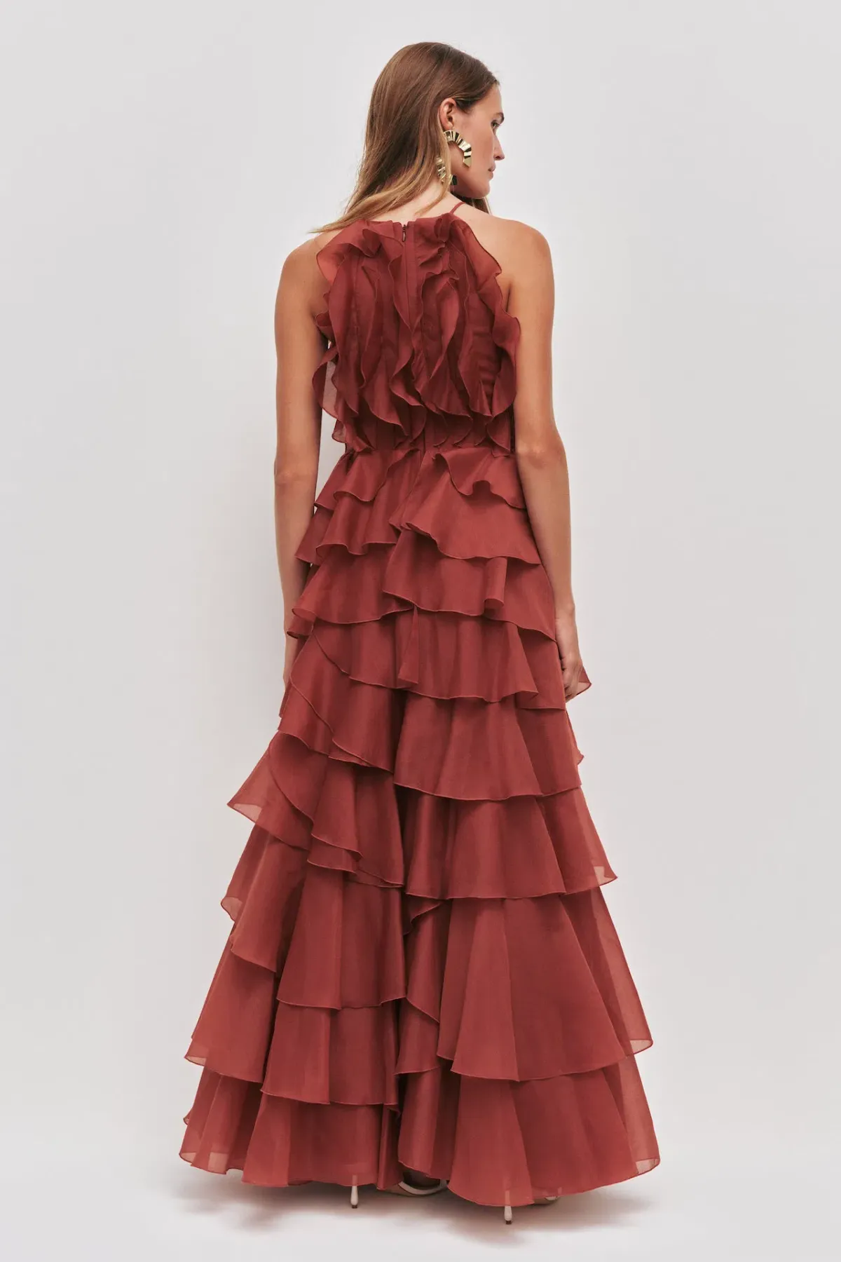 Aje Cleo Gown in Rust Size 6 - Image 3