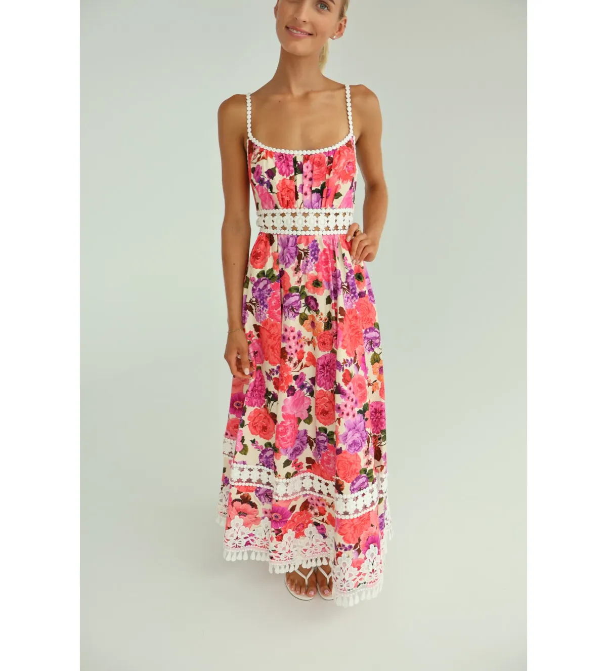 Zimmermann Stardust Fit & Flare Midi Dress Pink Floral Size 1 AU 10 - Image 4