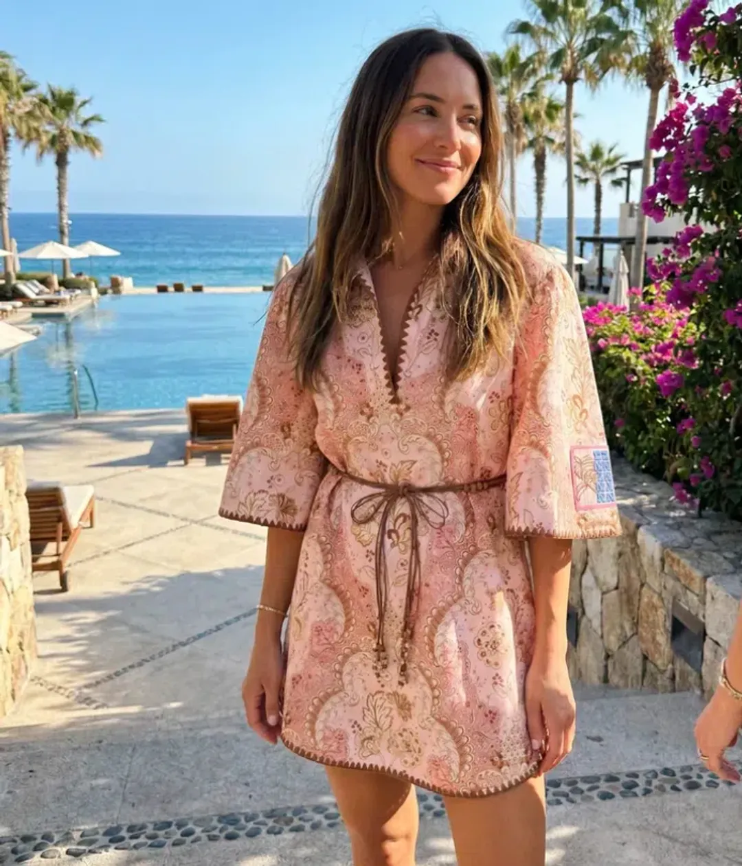 Zimmermann Daylight Tunic Mini Dress Damask Rose Size 0 AU 8 for rent on The Volte - main image