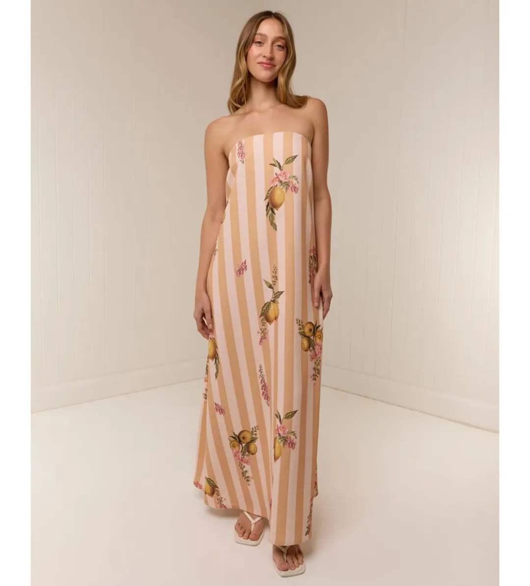 Palm Noosa Alessia Maxi Dress in Citrus Stripe Size AU12 for rent on The Volte - main image