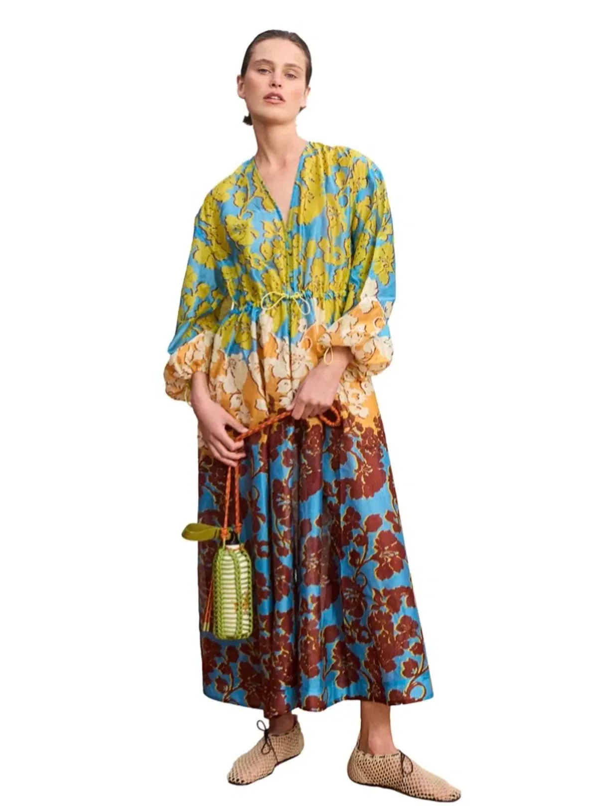 Alemais Spliced Shirt Dress Size 12 Midi with relaxed fit drawstring waist - Image 1