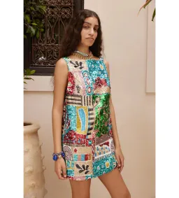 Alemais Jazz Embellished Mini Dress Multi Print Size 10 for rent on The Volte - image 2
