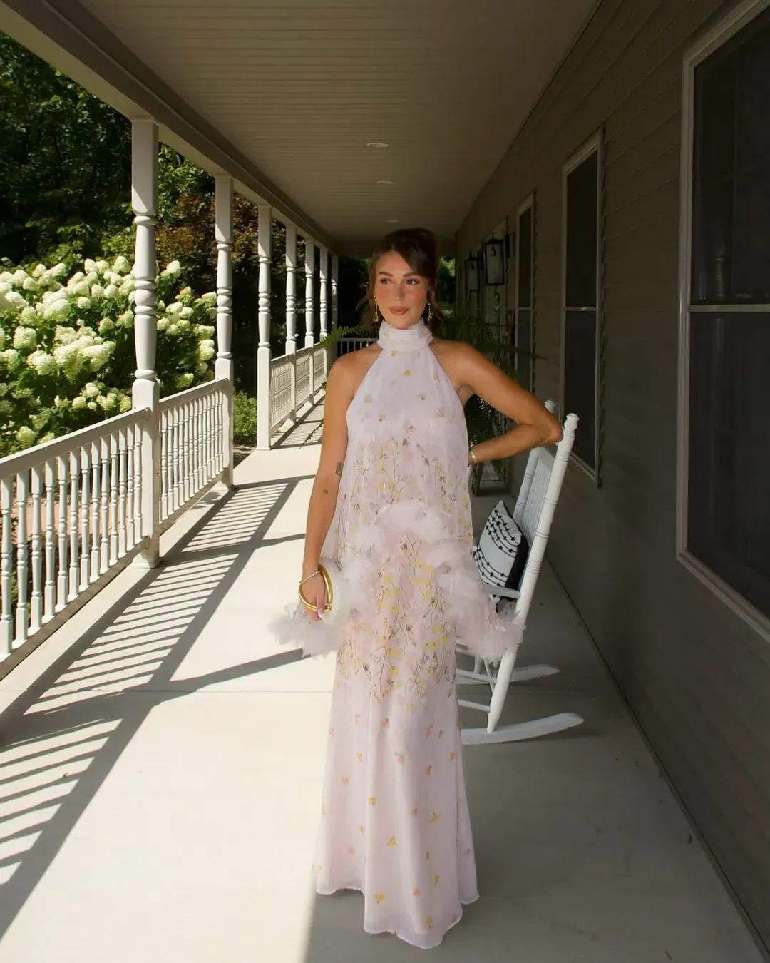 Elliatt Tulsia Floral Cape Maxi Dress in Pink Size S/AU 8 for rent on The Volte - main image