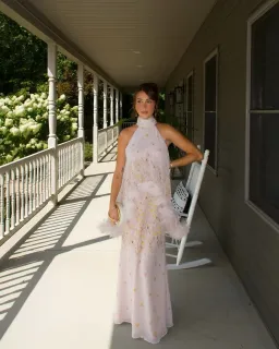 Elliatt Tulsia Floral Cape Maxi Dress in Pink Size S/AU 8 for rent on The Volte - image 1