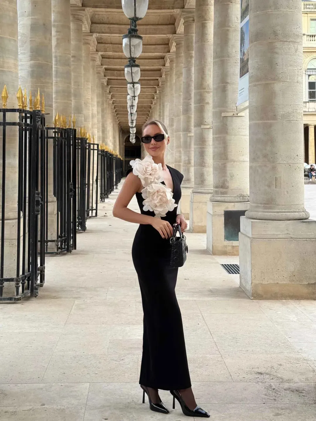 Elliatt Zahara V-Neck Gown in Black Size S/AU 8-10 for rent on The Volte - main image