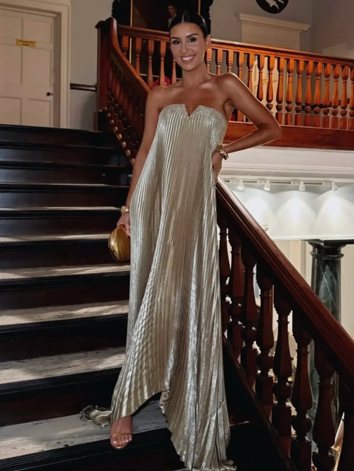 L’IDEE BLACK TIE GOWN GOLD SHIMMER SIZE 8 - Image 1