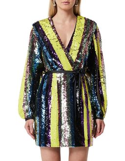 Elliatt Wrap Stripe Sequin Dress Size 6 for rent on The Volte - image 3